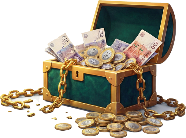 Treasure chest with casino rewards
